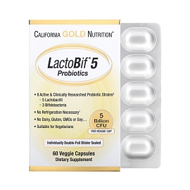 California Gold Nutrition LactoBif 5 Probiotics 60 veggie capsules