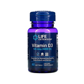 Life Extension Vitamin D3 125 mcg (5000 IU) 60 softgels 