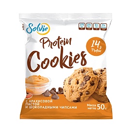 Solvie Protein Cookies 50 g С арахисовой пастой и шоколадными чипсами