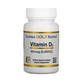 California Gold Nutrition Vitamin D3 2000 IU 90 Fish Gelatin Softgels 