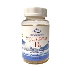 Norway Nature Super vitamin D3 10.000IU 180 soft Gels