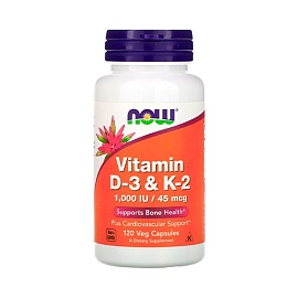 NOW Vitamin D-3 & K-2 1.000 IU / 45 mcg 120 veg capsules