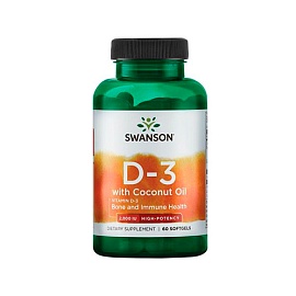 Swanson Vitamin D3 With Coconut Oil 2000 Iu 60 Softgels 