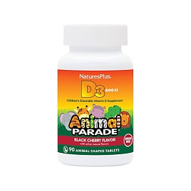 NaturesPlus D3 500 IU Animal Parade Sugarfree animal-shaped  Black Cherry 90 tabl  