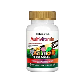 NaturesPlus Multivitamin Animal Parade Gold Assorted Cherry 60 tabl 