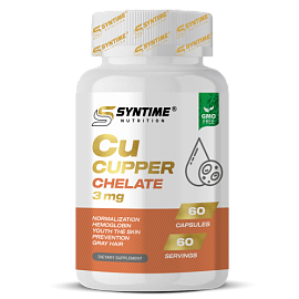 Syntime Nutrition Cu Cupper Chelate 3 mg 60 Caps 