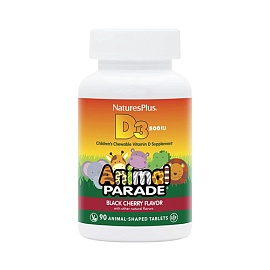 NaturesPlus D3 500 IU Animal Parade 90 animal-shaped tablets Black Cherry