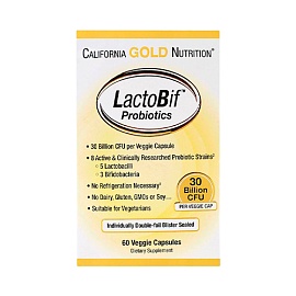 California Gold Nutrition LactoBif 30 Probiotics 60 veggie capsules