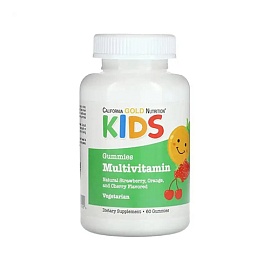 California Gold Nutrition Kids Gummies Multivitamin 60 gummies Strawberry, Orange ahd Cherry