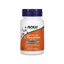 NOW L-Theanine 200 mg 60 Veg Capsules 