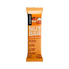 Ё|батон 20% Батончик NUT BAR 40 g Латте-ром-пекан  в темной глазуги