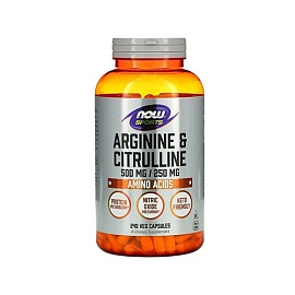 NOW Sports  Arginine & Citrulline  500 mg / 250 mg 240 veg caps 