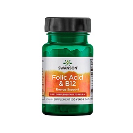 Swanson Folic Acid B12 30 caps