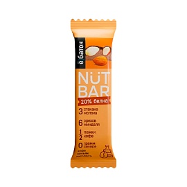 Ё|батон 20% Батончик NUT BAR 40 g Кофе-коньяк-миндаль в темной глазуги