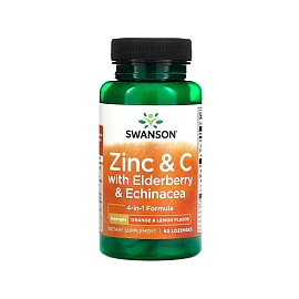 Swanson Zinc & C With Elderberry & Echinacea 60 Lozenges 