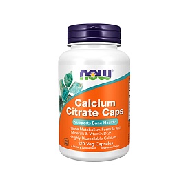 NOW Calcium Citrate Caps 120 Veg Capsules 