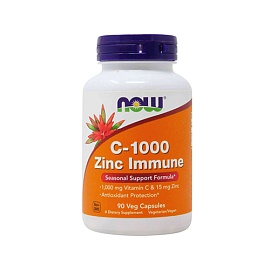 NOW C-1000 Zinc Immune 90 Veg Caps 